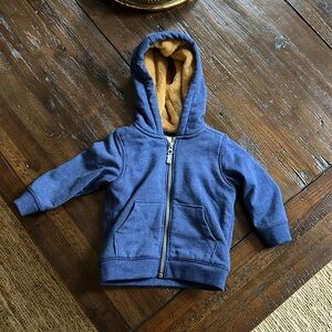 Blue fleece lined hoodie zip up